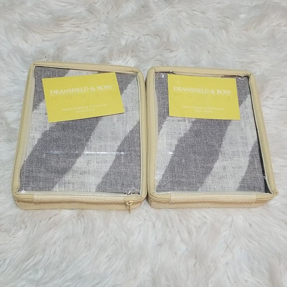 NWT Dransfield & Ross Zebra Bedding Collection Euro Shams - Set of 2 - 26"x26"